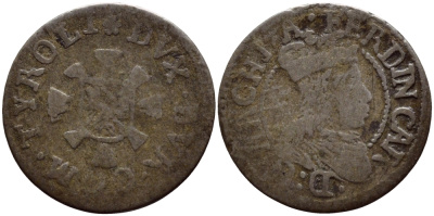 АВСТРИЯ, ТИРОЛЬ 1 КРЕЙЦЕР 1632-1662 ВЕЛИКИЙ ГЕРЦОГ ФЕРДИНАНД КАРЛ АВСТРИЙСКИЙ (1632-1662) Tursky 520 серебро 4532-1231