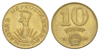 Венгрия 10 форинтов 1984 KM 636 алюминиевая бронза 4633-1017