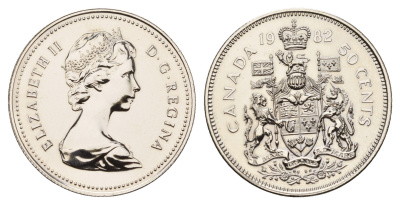 Канада 50 центов 1982 Елизавета II (1952-2022), герб KM 75.3 никель PROOF-LIKE (BU) 413-4633