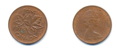 Канада 1 цент 1976 Елизавета II (1952-2022), кленовый лист KM 59.1 бронза 4379-363
