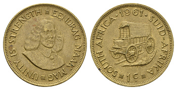 ЮАР 1 цент 1961 Ян ван Рибек KM 57 латунь 4645-945