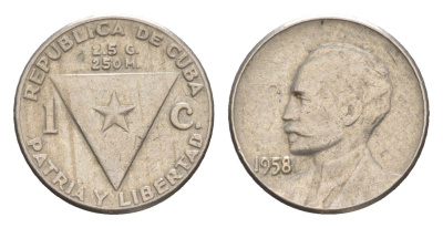 Куба 1 сентаво 1958 KM 30 медно-никель 4618-1051