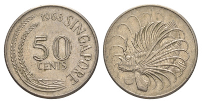 Сингапур 50 центов 1968 KM 5 медно-никель 4638-1244