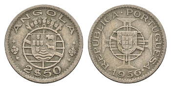Ангола 2,5 эскудо 1956 KM 77 медно-никель 4649-1055