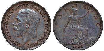 Великобритания 1 фартинг 1928 Георг V (1910-1936) KM 825, Spink 4061 бронза 4609-1051