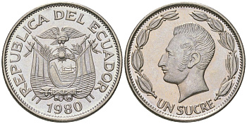 Эквадор 1 сукре 1980 KM 78b сталь плакированная никелем aUNC 4511-622