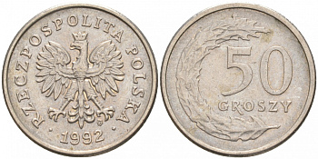 Польша 50 грошей 1992 MW KM 281, Parchimowicz 706c медно-никель 4516-613