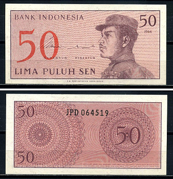 Индонезия 50 сенов 1964 доброволец Pick 94 a бумага UNC (пресс) 3295-34-2-2