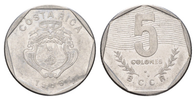 Коста-Рика 5 колонов 1985 год-тип KM 214.2 медно-никель 183-943