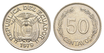 Эквадор 50 сентаво 1979 KM 81 сталь плакированная никелем UNC 4163-442