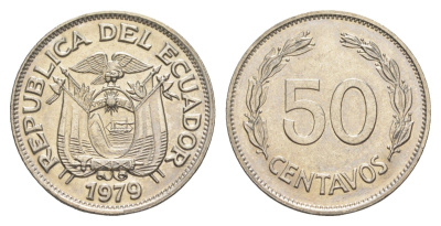 Эквадор 50 сентаво 1979 KM 81 сталь плакированная никелем UNC 4163-442