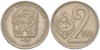 Чехословакия 2 кроны 1972 KM 75 медно-никель 4616-1136