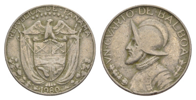 Панама 1/4 бальбоа 1980 KM 11.2a медь плакированная медно-никелем 4646-314