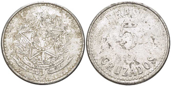 Бразилия 5 крузадо 1986 реформа (1986-1989) KM 606 нержавеющая сталь 31-627