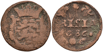 Фризия (Friesland), Нидерланды 1 дуит 1686 KM 61 медь 4577-344