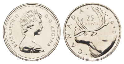 Канада 25 центов 1979 Елизавета II (1952-2022), олень KM 74 никель PROOF-LIKE (BU) 4631-934