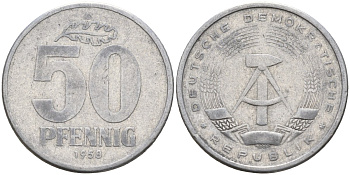 ГДР 50 пфеннигов 1958 A KM 12.1 алюминий 4143-751