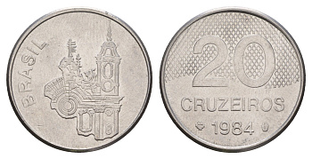 Бразилия 20 крузейро 1984 KM 593.1 нержавеющая сталь 4657-116