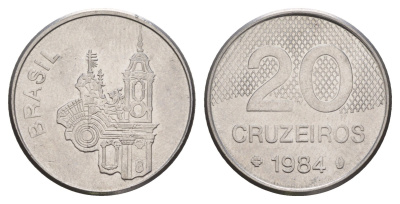 Бразилия 20 крузейро 1984 KM 593.1 нержавеющая сталь 4657-116