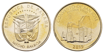 Панама 1/2 бальбоа (50 сентесимо) 2015 Монастырь Сан-Хосе KM 146 медь плакированная медно-никелем UNC 4645-311