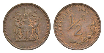 Родезия 1/2 цента 1975 KM 9 бронза aUNC 4596-1222