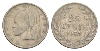 Либерия 25 центов 1973 KM 16a.2 медно-никель 4641-1246