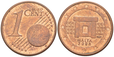 Мальта 1 евроцент 2008 KM 125 сталь плакированная медью 216-1117