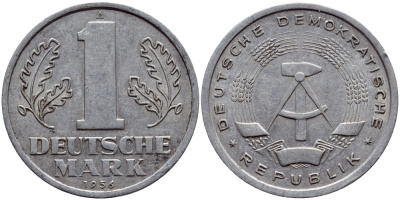 ГДР 1 МАРКА 1956 А, ПЕРВЫЙ ГОД KM 13 алюминий 4398-811