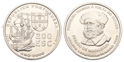 Португалия 200 эскудо 2000 Фернан Магеллан KM 731 медно-никель UNC 4677-631
