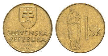 Словакия 1 крона 1993 KM 12 сталь плакированная бронзой aUNC 4633-635