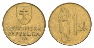 Словакия 1 крона 1993 KM 12 сталь плакированная бронзой aUNC 4633-635