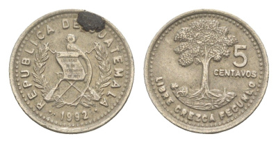 Гватемала 5 сентаво 1992 KM 276 медно-никель 4649-554