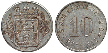 Германия, Графрат 10 пфеннигов 1919 Бавария, нотгельд Funck 168.3 железо 4119-1135