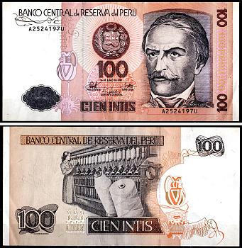 Перу 100 инти 1987 Pick 133 бумага 3295-11-2-2