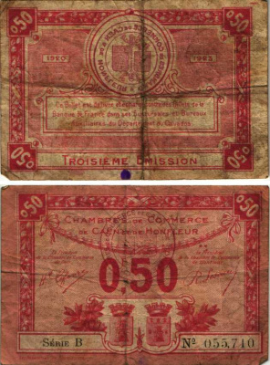 Франция, Кайенн и Онфлер 50 сантимов 1920-1923 коммерческая палата бумага 7191-15-2-2