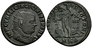 Римская Империя нуммий 321 - 324 Лициний I IOVI CONSERVATORI Кизик Good Very fine (R2) RIC 15 бронза 1073-2-5-5