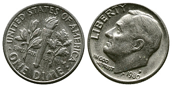 США 10 центов = дайм 1980 P, Рузвельт KM 195a медь плакированная медно-никелем 4383-469