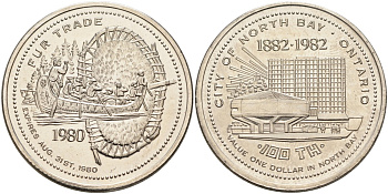 Канада жетон 1980 Souvenir dollar, серия 100 лет Онтарио (1882-1982), торговля пушниной никель 4590-911