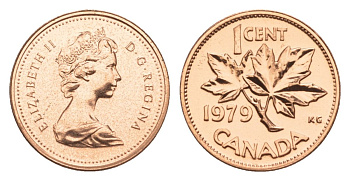 Канада 1 цент 1979 Елизавета II (1952-2022), кленовый лист KM 59.2 бронза PROOF-LIKE (BU) 4630-934