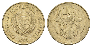 Кипр 10 центов 1983 ваза с птичками KM 56.1 никель латунь UNC 4652-341