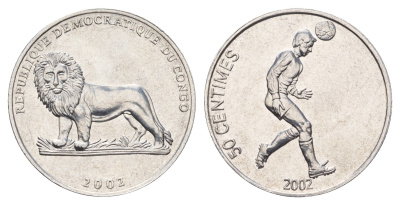 ДР Конго 50 сантимов 2002 Алюминий KM 75 алюминий UNC 4678-123