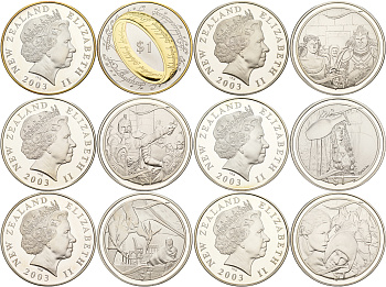 Новая Зеландия набор из 6 монет по 1 доллару 2003 серия властелин колец, монета с великим кольцом, коробка, сертификат КМ 141a, КМ 247, КМ 248, КМ 249, КМ 250, КМ 251, КМ 253 серебро UNC 14-01-04-04