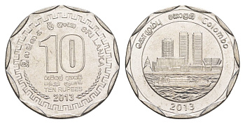 Шри-Ланка 10 рупий 2013 серия административные округа Шри Ланки, Коломбо, небоскребы KM 195 нержавеющая сталь UNC 4635-934