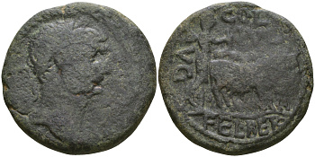 Римская Империя, Провинция Сирия, Финикия, Берит AE 98 - 117 Траян, бюст императора / COL IVL AVG FEL BER, ритуальная пахота при основании колонии ( Rare ) SNG Copenhagen 96 бронза 1100-7-16