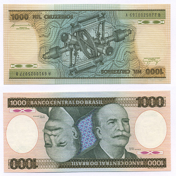 БРАЗИЛИЯ 1000 КРУЗЕЙРО 1984 ПОДПИСЬ 21, БАРАО ДО РИО БРАНКО Pick 201b бумага UNC (ПРЕСС) 7457-44-1