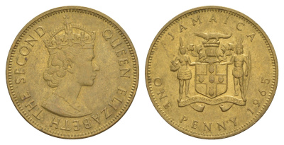 Ямайка 1 пенни 1965 Елизавета II (1952-2022) KM 39 никель латунь aUNC 4624-112