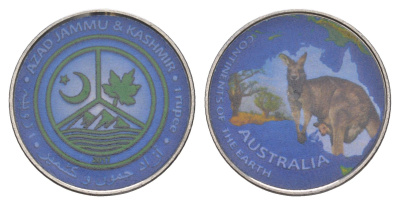 Королевство Кидаритов (Племена в Джамму и Кашмире) 1 рупия 2017 Серия «Континенты Земли» - Австралия никель сталь UNC 4646-1121