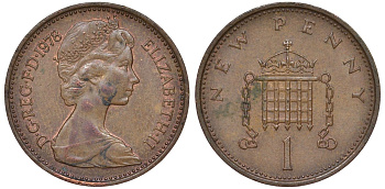 Великобритания 1 пенни 1978 Елизавета II (1952-2022) KM 915, Spink 4237 (B1) бронза 51-2354