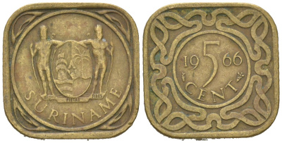Суринам 5 центов 1966 KM 12 никель латунь 4611-612