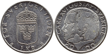 Швеция 1 крона 2000 Карл XVI Густав (1973- ) KM 852а медно-никель 4364-2125